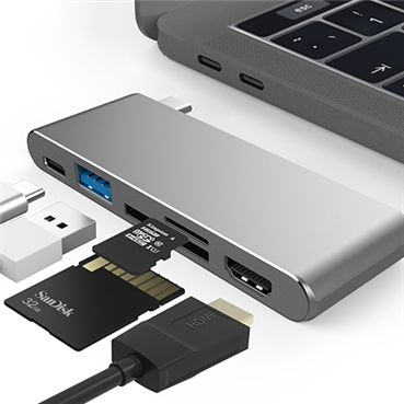 Type-C 5 in 1 Ultra slim and convenient docking station with HDMI SD/TF PD for MacBook