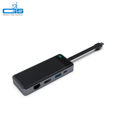 USB-C to USB-C(PD+USB-C3.0 data)+USB-A3.0+4K HDMI+ RJ45