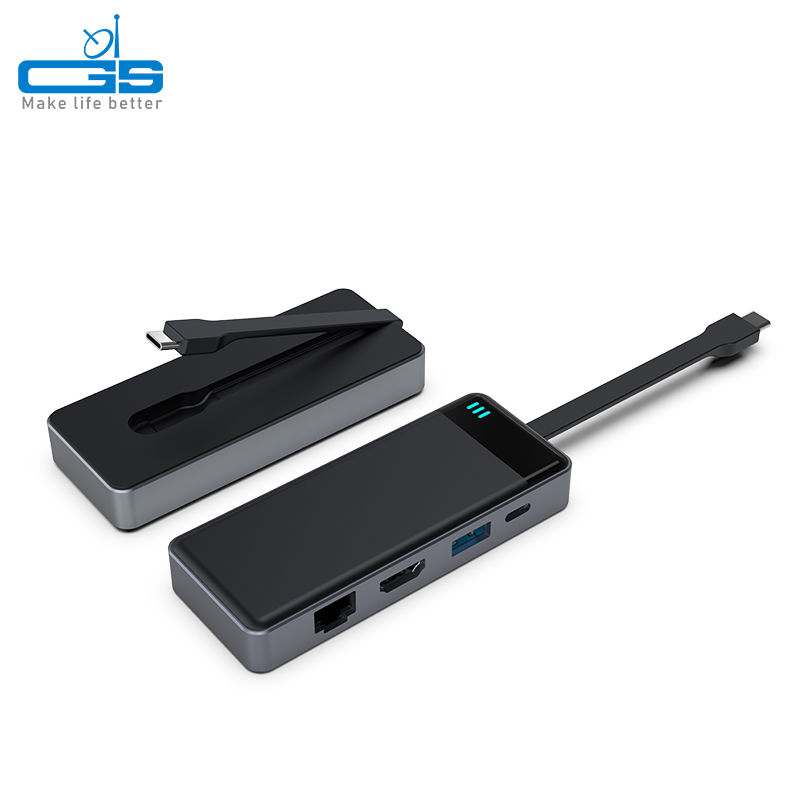 USB-C to USB-C(PD+USB-C3.0 data)+USB-A3.0+4K HDMI+GIGA RJ45