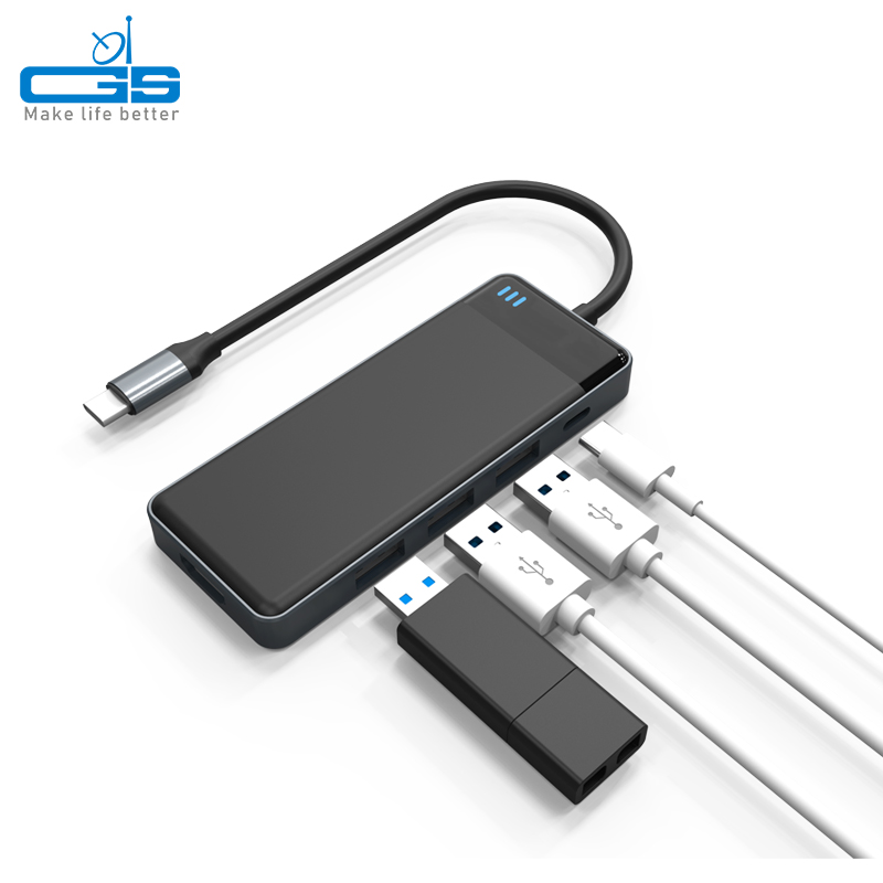 USB-C to PD+3*USB-A3.0+SD/TF+4K HDMI