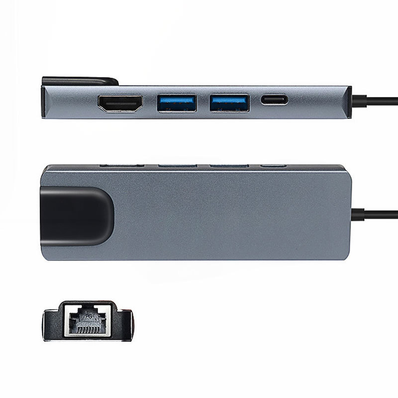 Type C to PD+2*USB3.0+ETHERNET+HDMI 5 IN 1